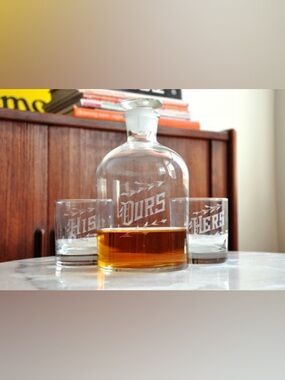 Wedding Decor! West Elm x Love & Victory His, Hers, Ours Hand-Etched Glass Set